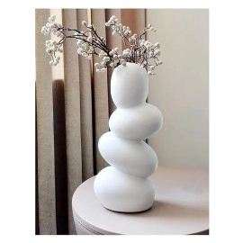 Decorative Ceramic Vase for Flowers, Pampas Grass Vase, Vase for Money Plant Live Plants for Home, Office,Gifts- (Pebble Vase, Height- 8.5 Inches, White) Decorative Ceramic Vase for Flowers, Pampas Grass Vase, Vase for Money Plant Live Plants for Home, Office,Gifts- (Pebble Vase, Height- 8.5 Inches, White)